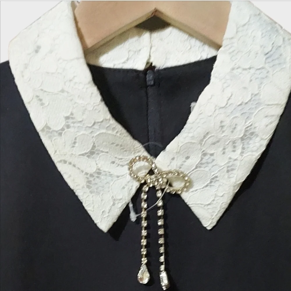 NWT Girl's Rare Editions Black Dress with White Lace Collar And Accessory ~sz 10